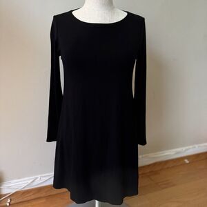 Eileen Fisher Petite 3/4 Sleeve Viscose Blend Tunic Swing Dress Black PP/PTP EUC